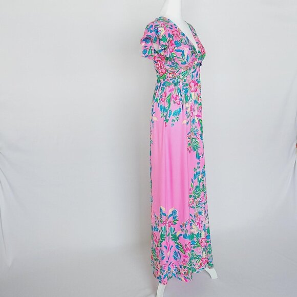 Lilly Pulitzer Women’s Verona Flutter Sleeve Maxi Dress Havana Pink Size 4 - Picture 6 of 14